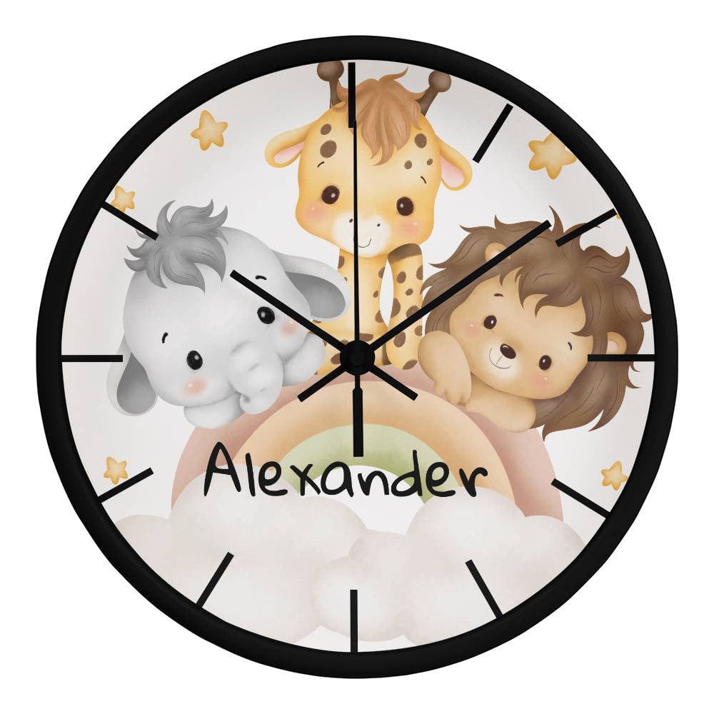 Nursery Wooden Frame 10" Clock with Personalized Child's Name