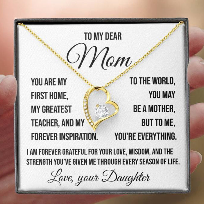 To My Dear Mom "You are my First Home" Forever Love Necklace
