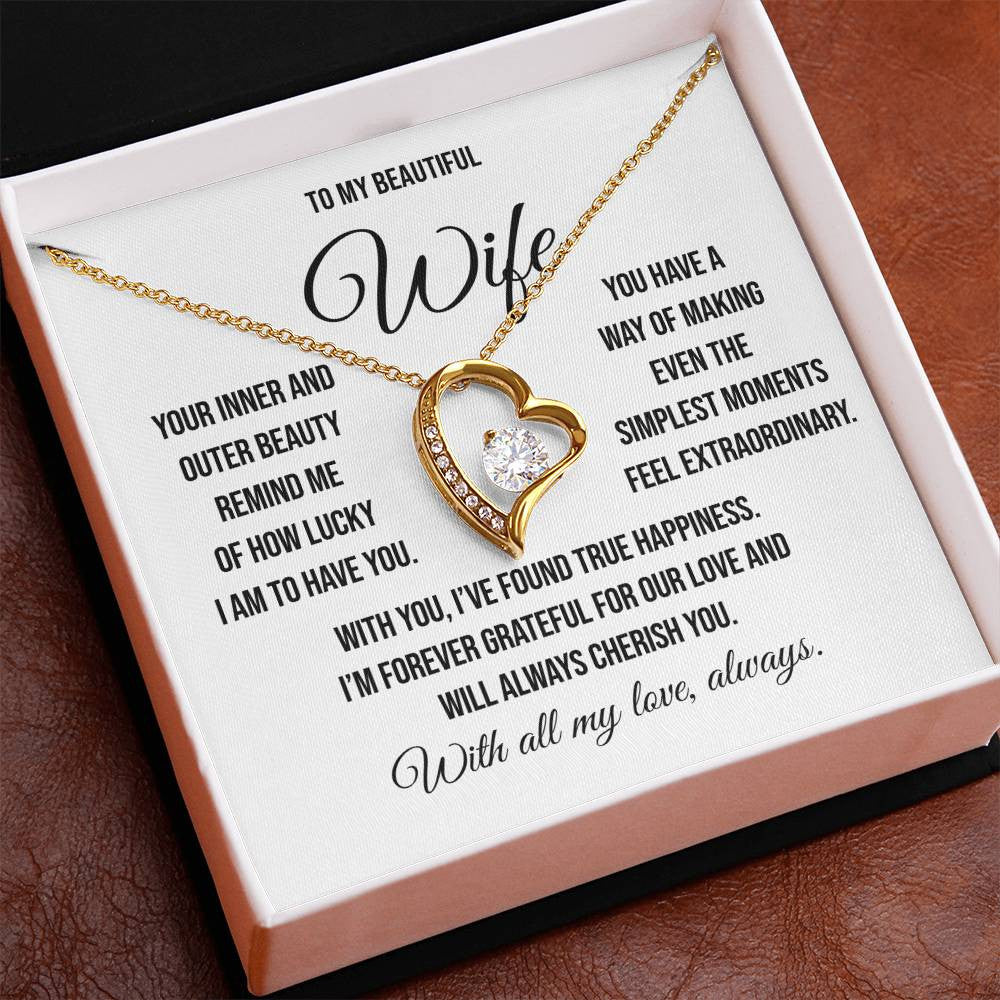 To My Beautiful Wife "Simplest Moments" Forever Loe Necklace