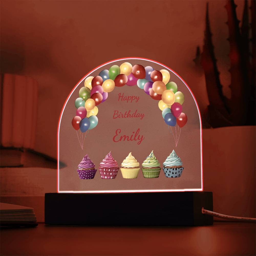 Birthday Dome: LED-Lit Acrylic Base for Children's Display - Personalized with Your Childs Name