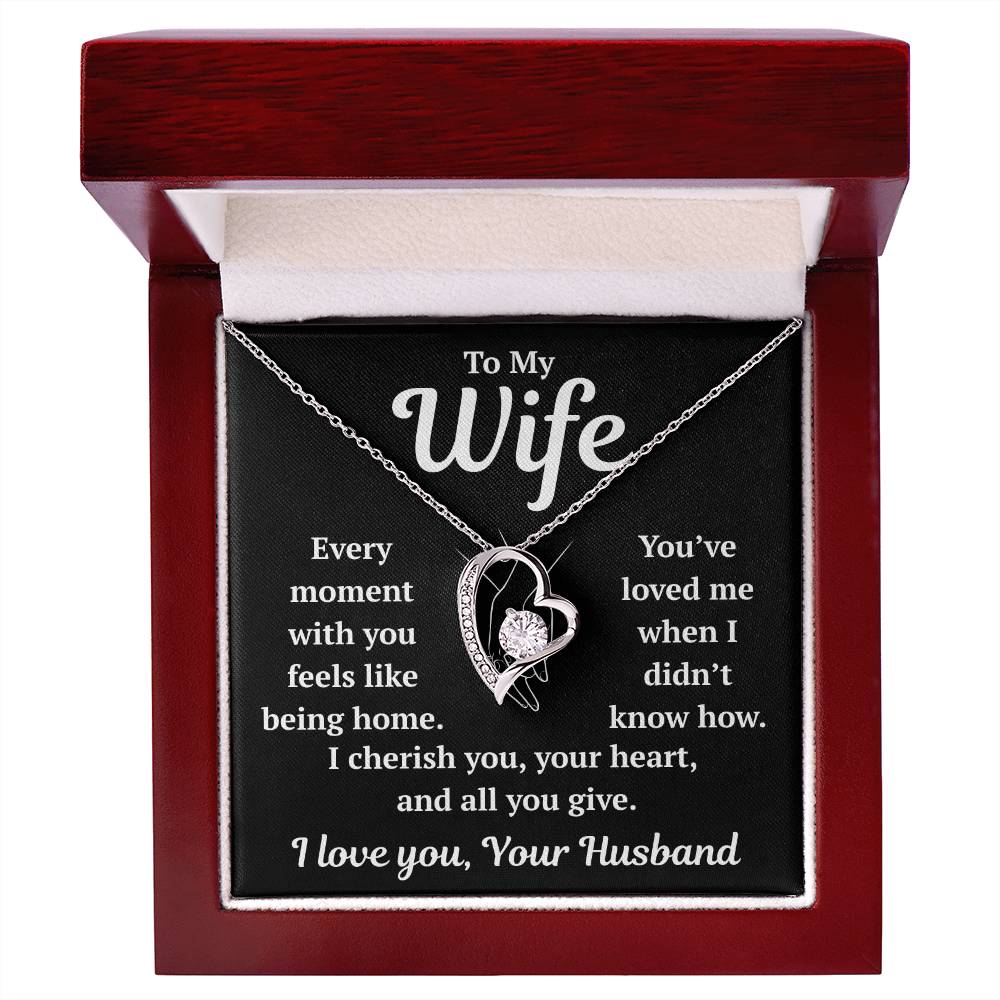 To My Wife "I Cherish You" Forever Love Necklace