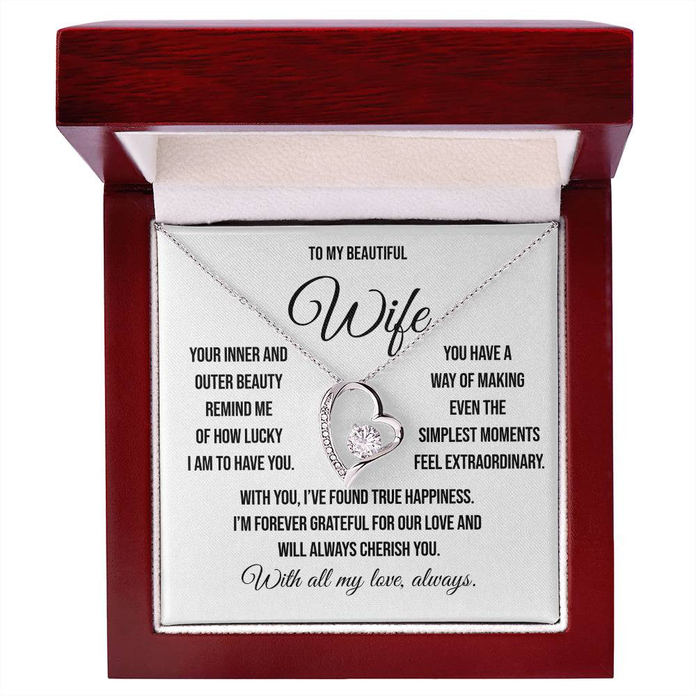 To My Beautiful Wife "Simplest Moments" Forever Loe Necklace