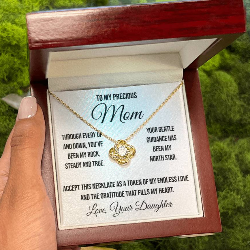 To My Precious Mom "Through Every Up and Down" Love Knot Necklace