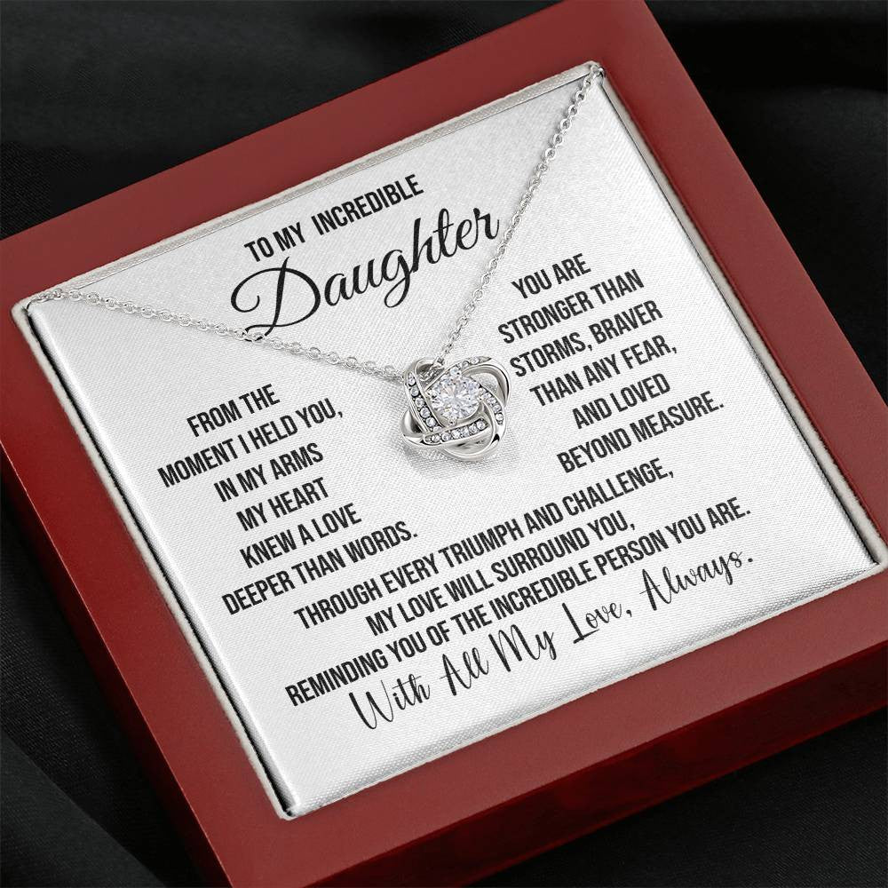 To My Incredible Daughter "From the Moment I" Love Knot Necklace