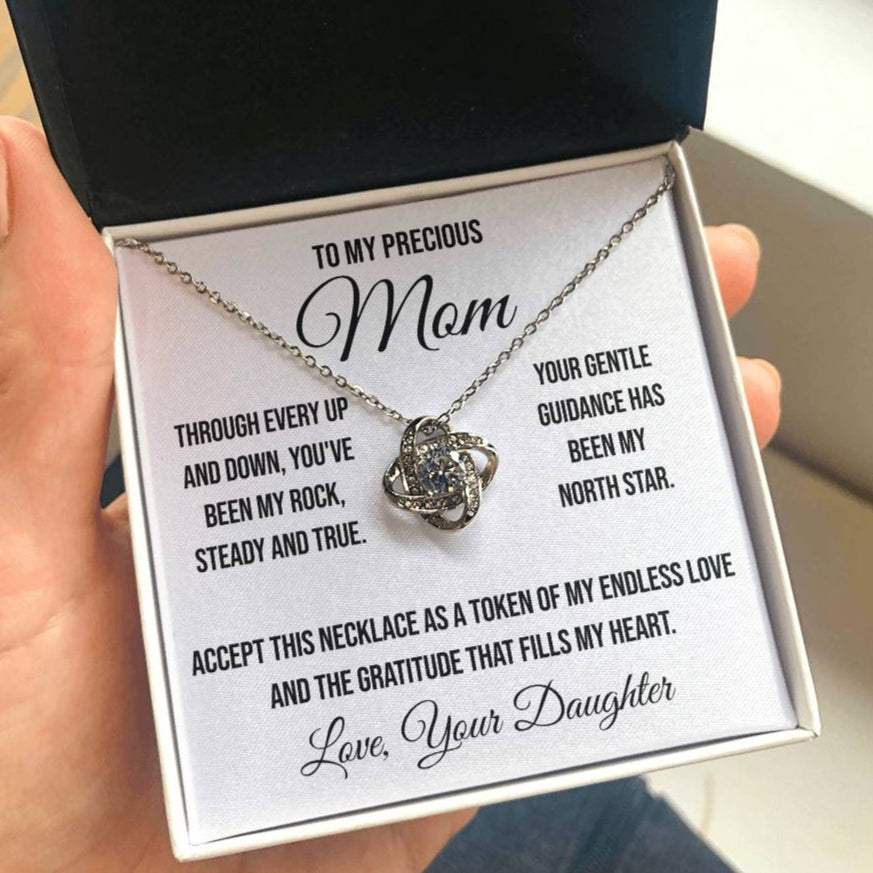 To My Precious Mom "Through Every Up and Down" Love Knot Necklace
