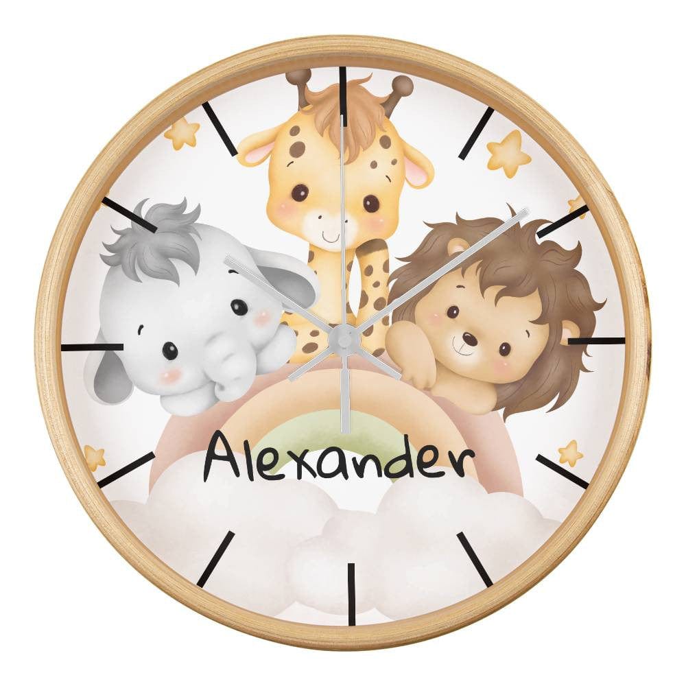 Nursery Wooden Frame 10" Clock with Personalized Child's Name