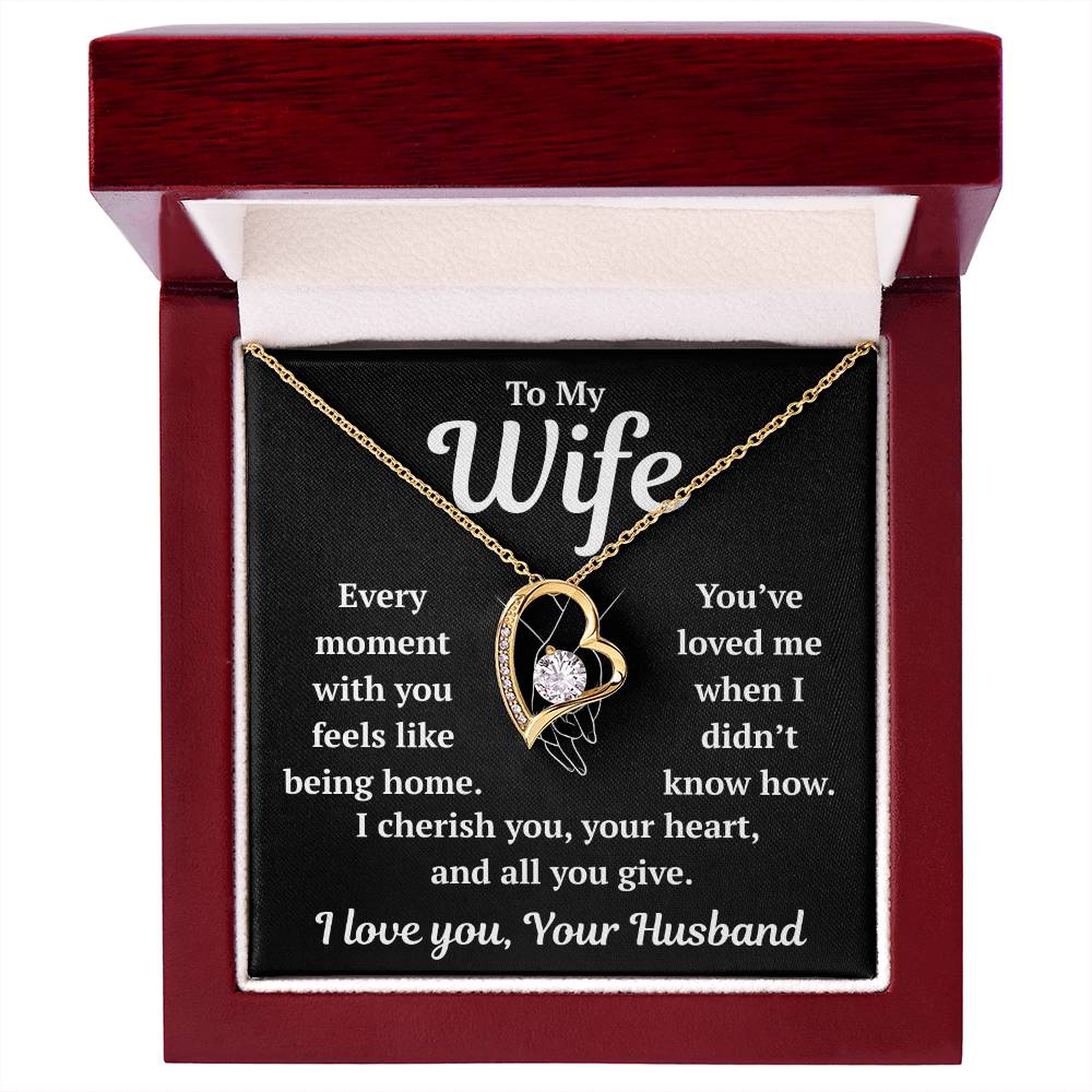 To My Wife "I Cherish You" Forever Love Necklace
