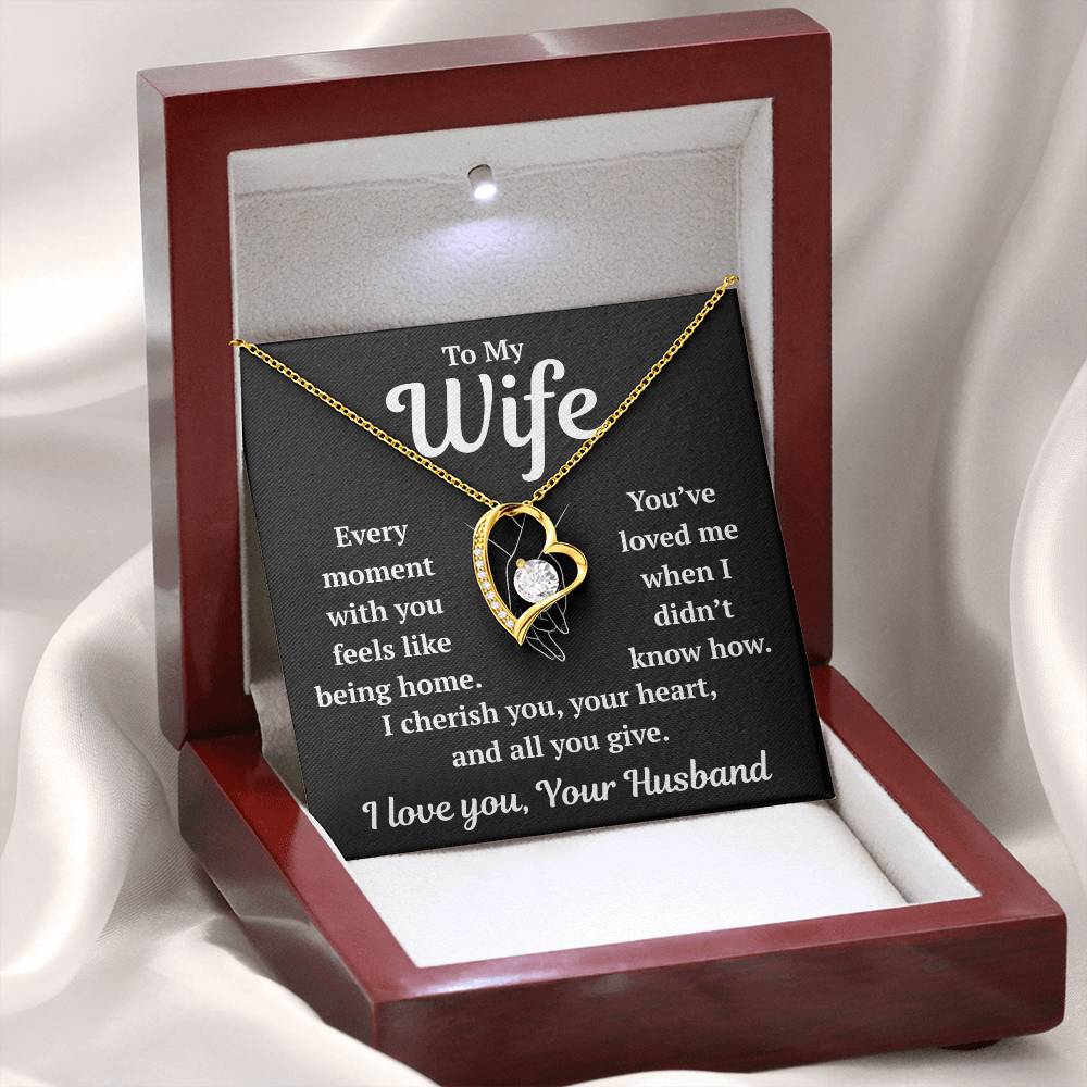 To My Wife "I Cherish You" Forever Love Necklace