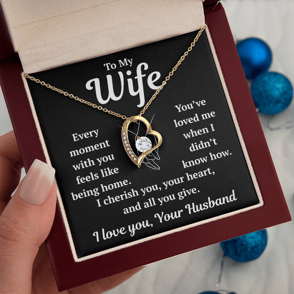 To My Wife "I Cherish You" Forever Love Necklace