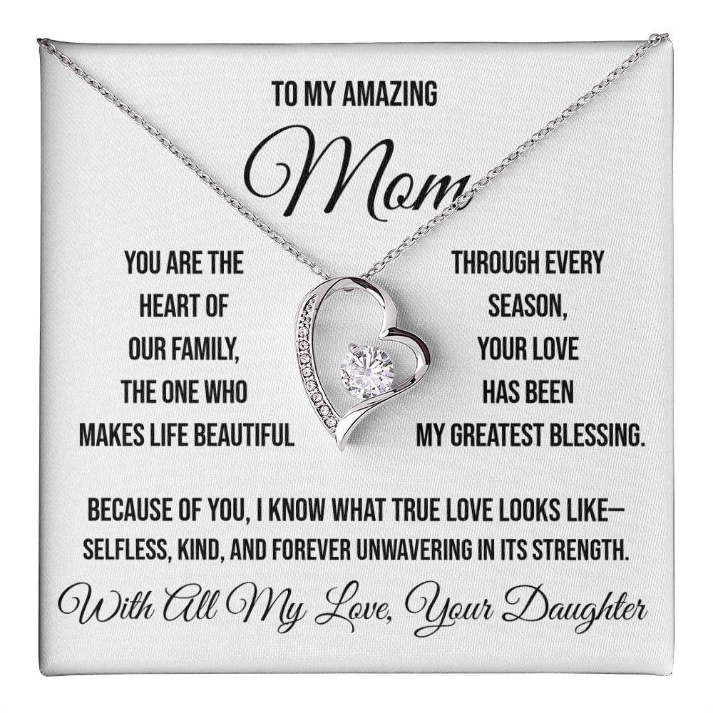To My Amazing Mom "You are the heart of our family" Forever Love Necklace
