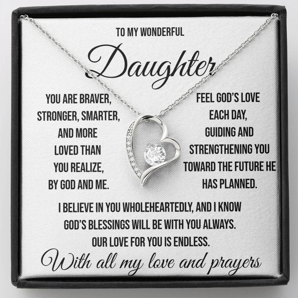 To My Wonderful Daughter "by God and by me" Forever Love Necklace