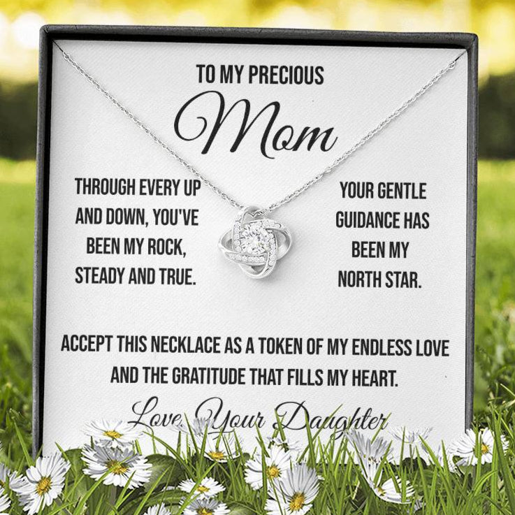 To My Precious Mom "Through Every Up and Down" Love Knot Necklace
