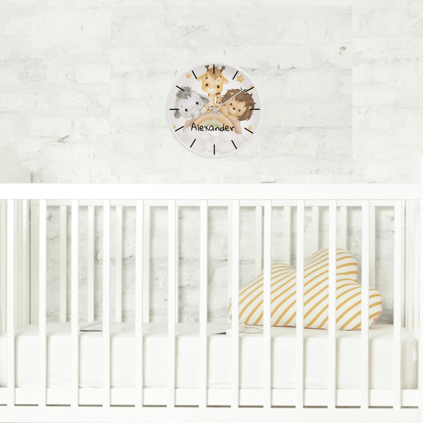 Nursery Wooden Frame 10" Clock with Personalized Child's Name