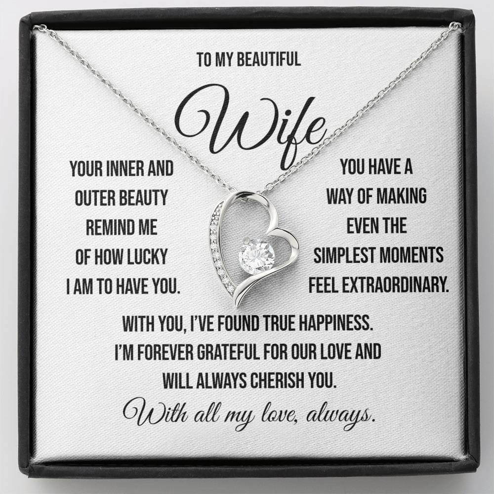 To My Beautiful Wife "Simplest Moments" Forever Loe Necklace