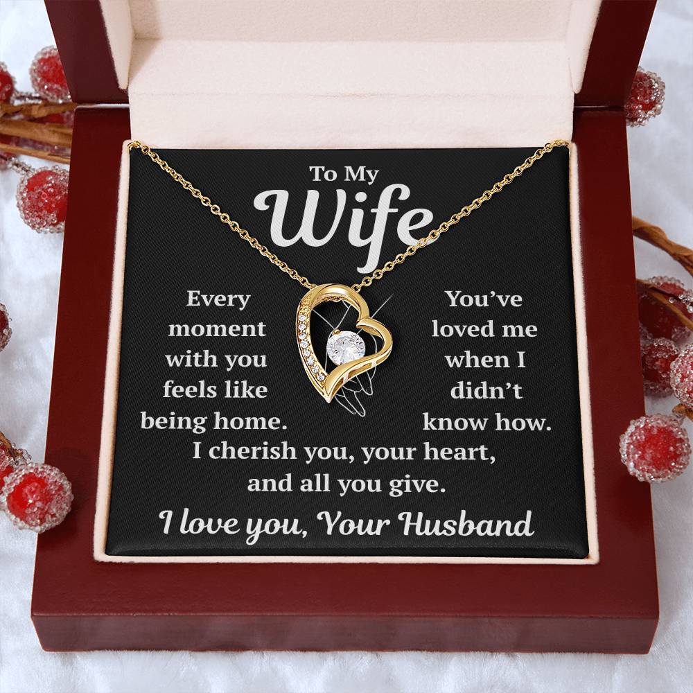 To My Wife "I Cherish You" Forever Love Necklace