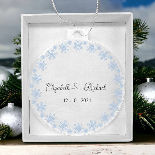 Wedding Personalized Acrylic Ornament with Names & Date