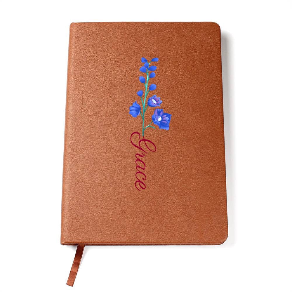 Birth Flower Journal, Birth Month Flower Gift, Personalized Leather Journal, Custom Name Journal, Custom Graduation Gift, Christmas Gift.