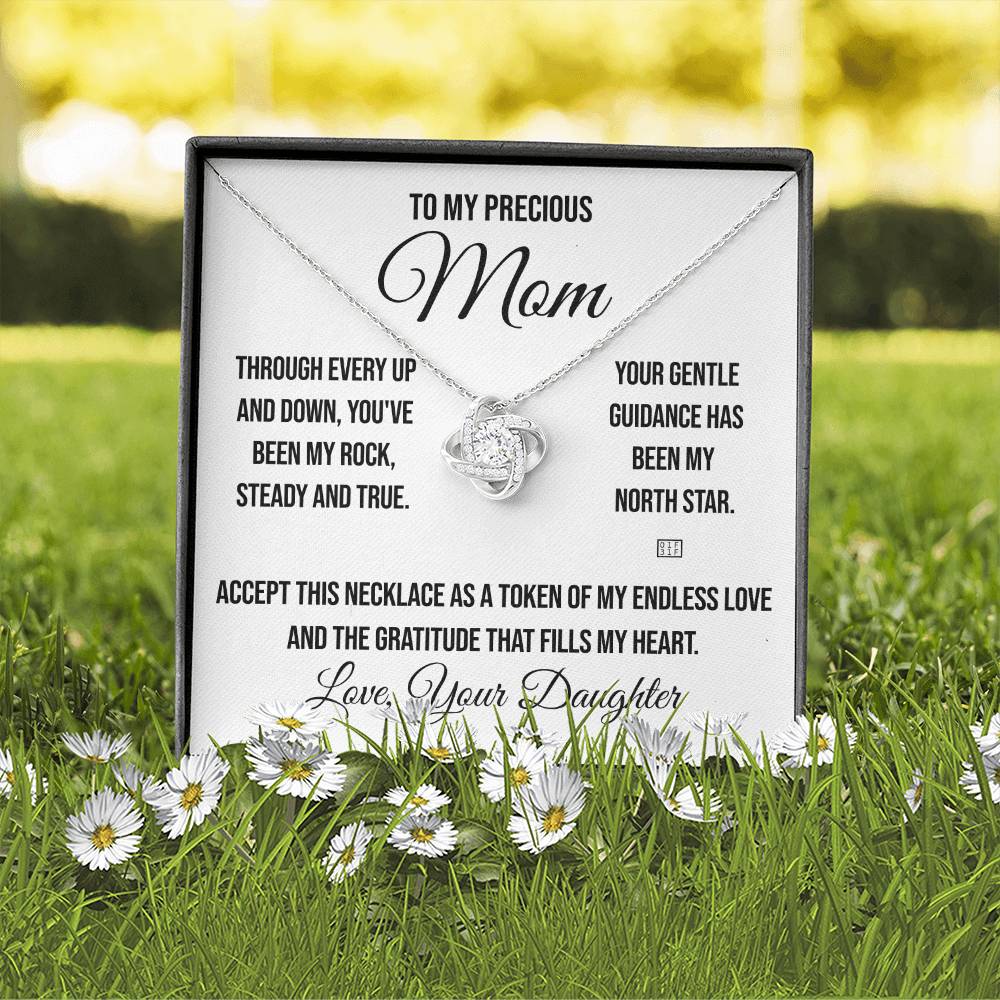 To My Precious Mom "Through Every Up and Down" Love Knot Necklace