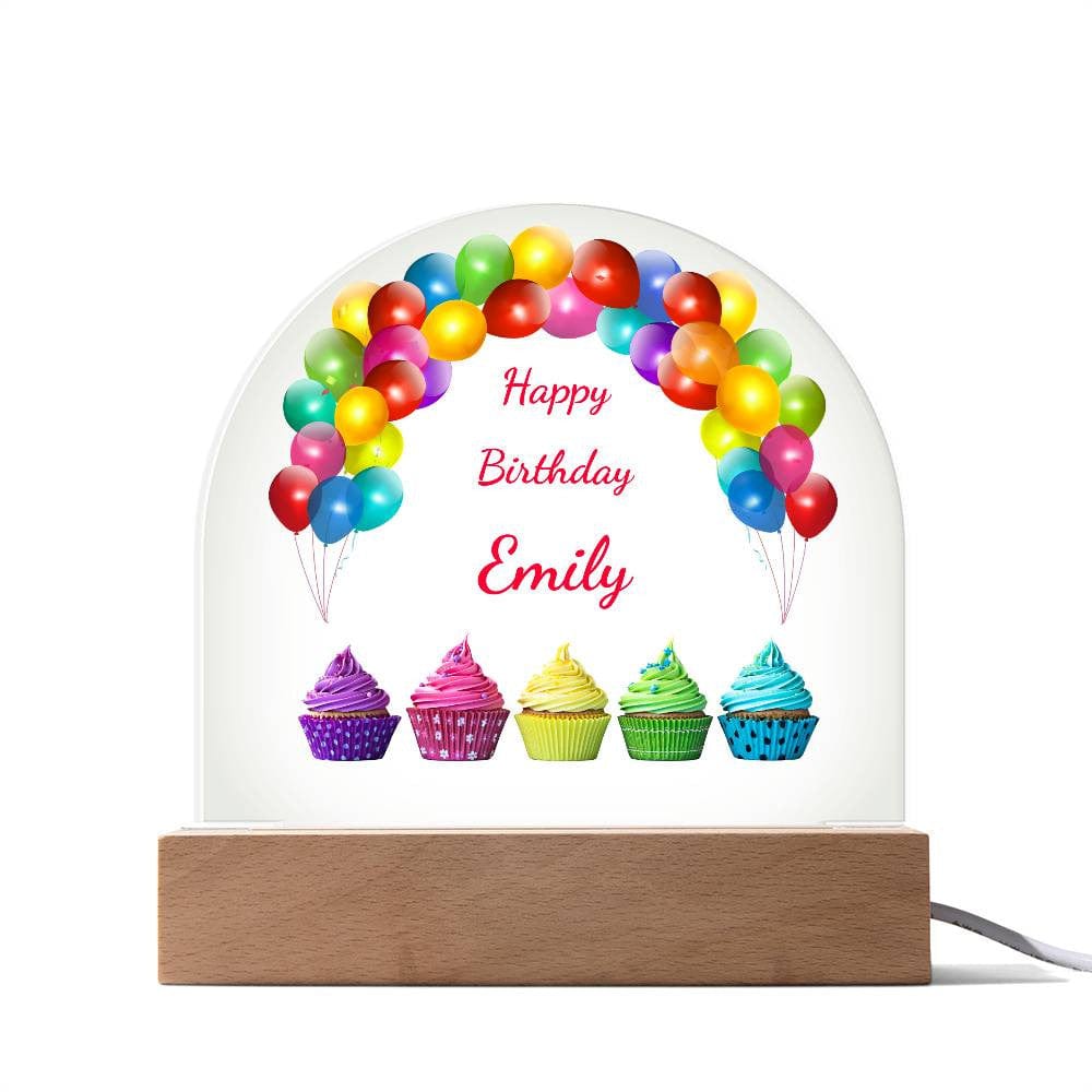 Birthday Dome: LED-Lit Acrylic Base for Children's Display - Personalized with Your Childs Name