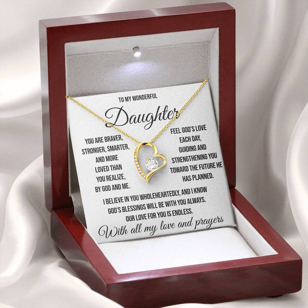 To My Wonderful Daughter "by God and by me" Forever Love Necklace