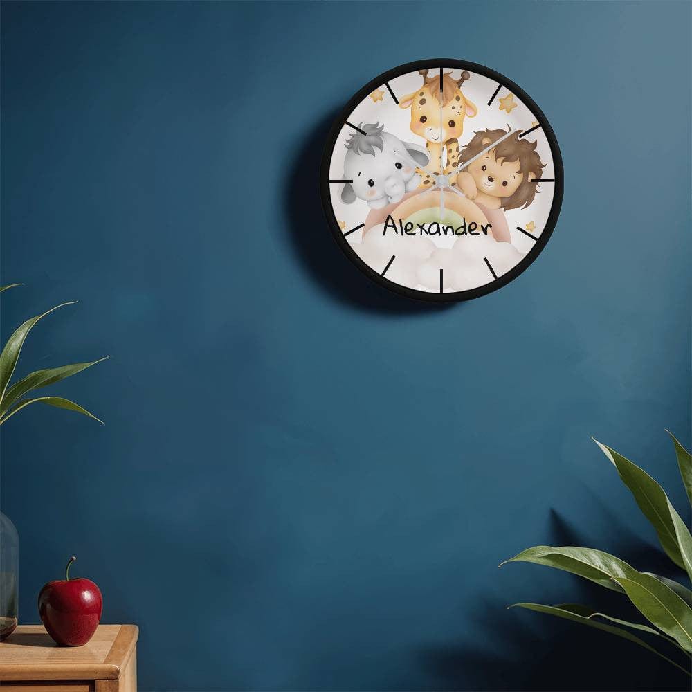 Nursery Wooden Frame 10" Clock with Personalized Child's Name