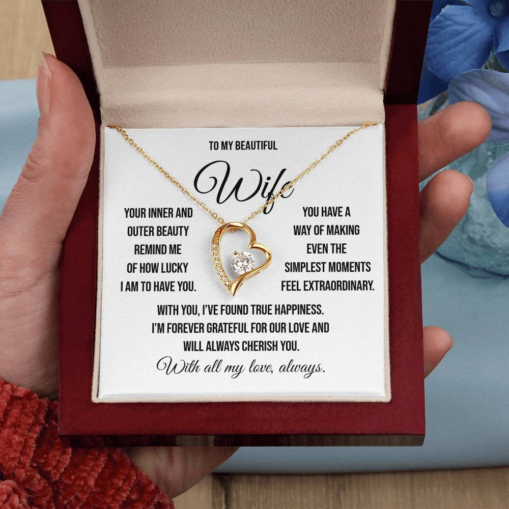 To My Beautiful Wife "Simplest Moments" Forever Loe Necklace