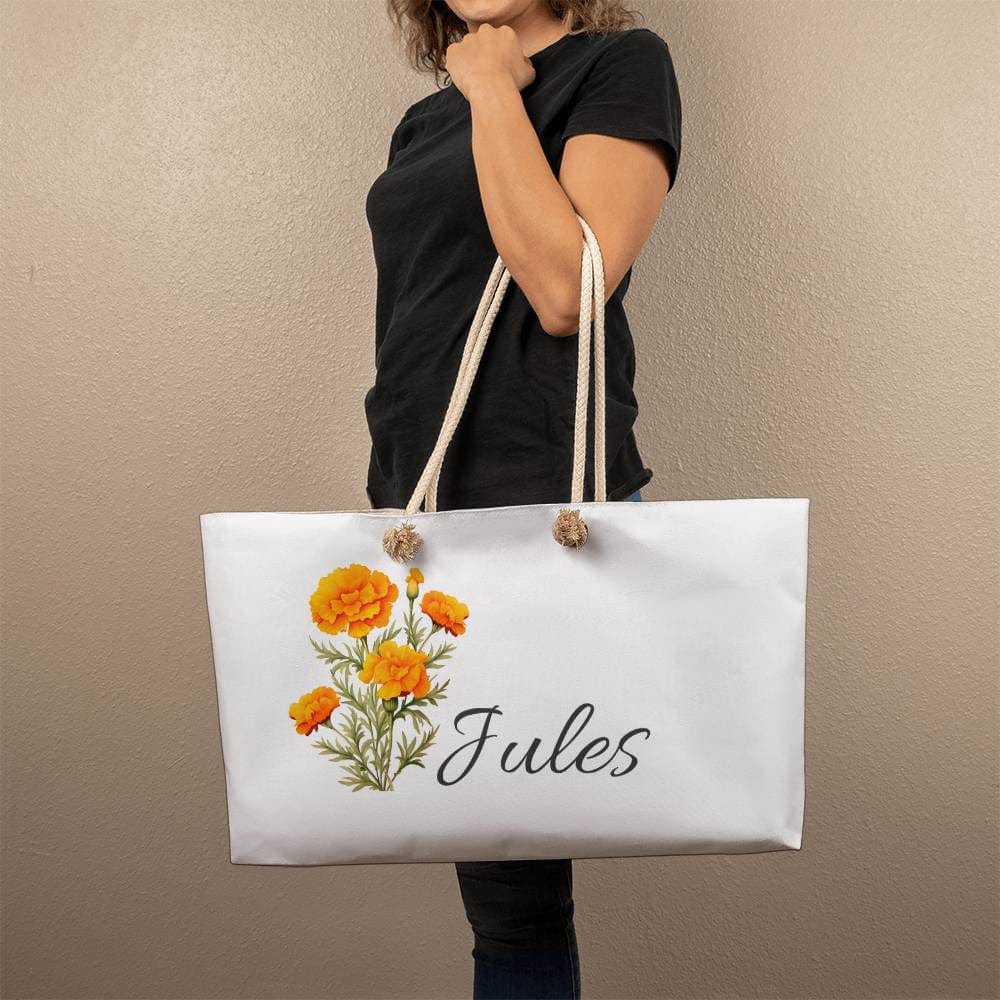 Personalized Name and Birth Flower Weekender Tote