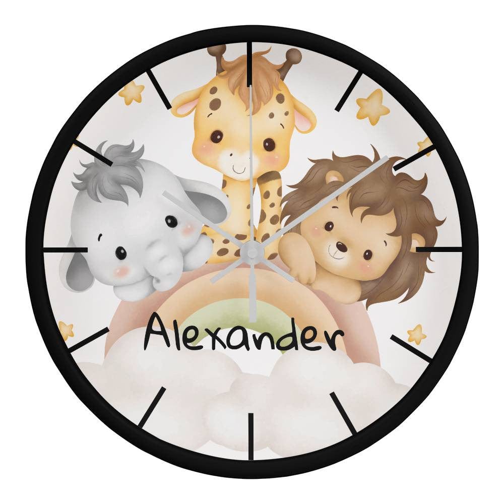 Nursery Wooden Frame 10" Clock with Personalized Child's Name