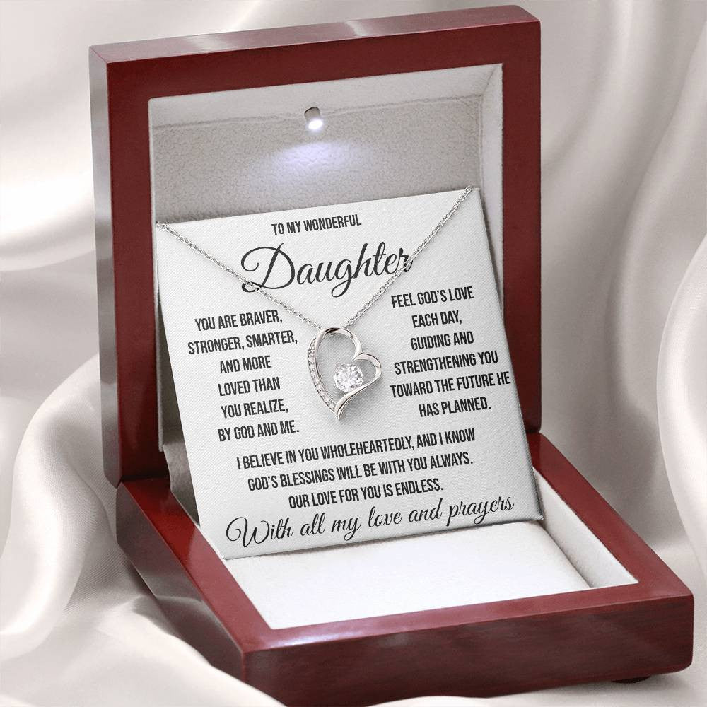To My Wonderful Daughter "by God and by me" Forever Love Necklace