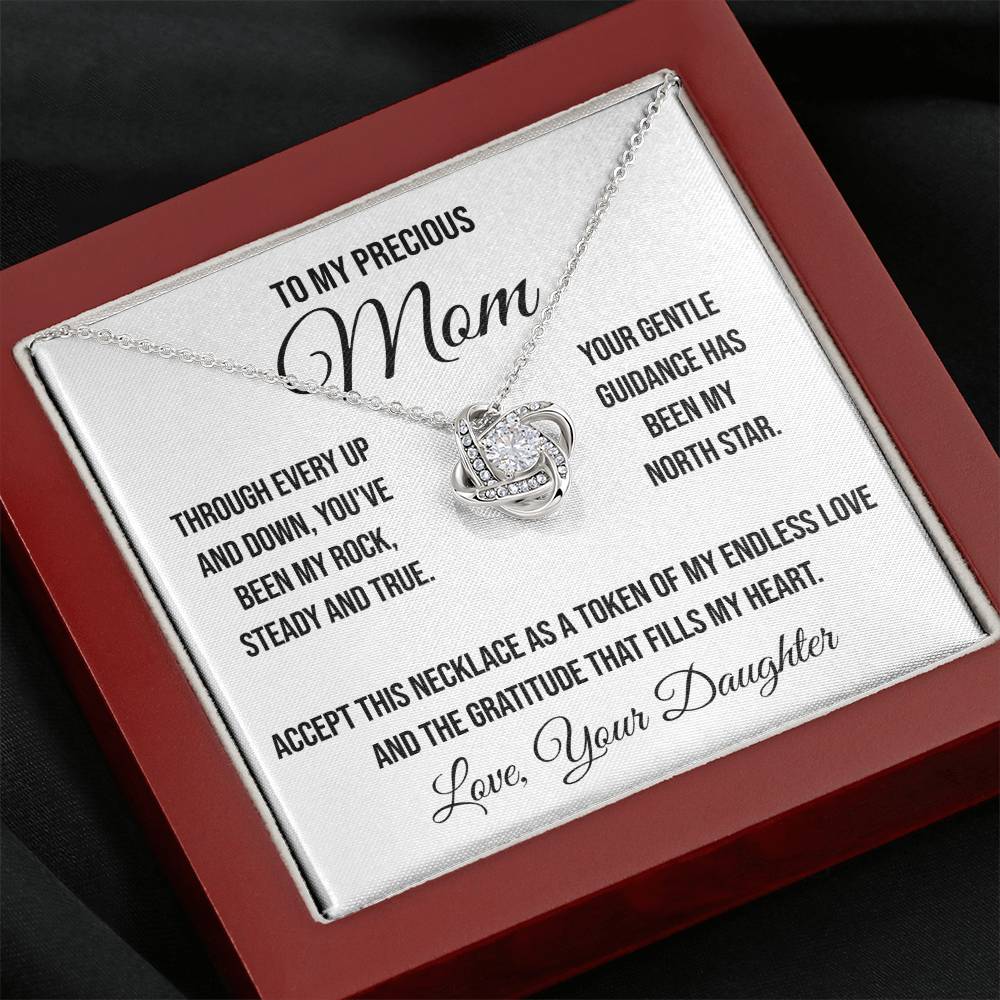 To My Precious Mom "Through Every Up and Down" Love Knot Necklace