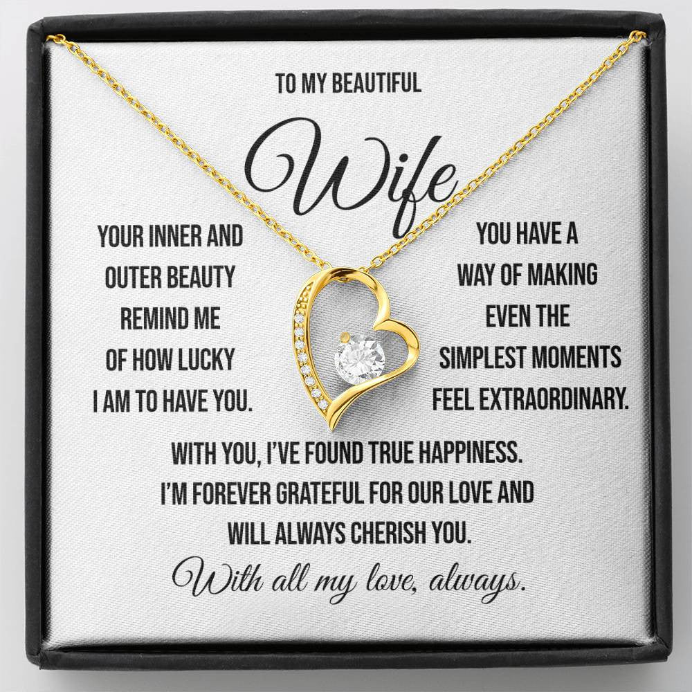 To My Beautiful Wife "Simplest Moments" Forever Loe Necklace