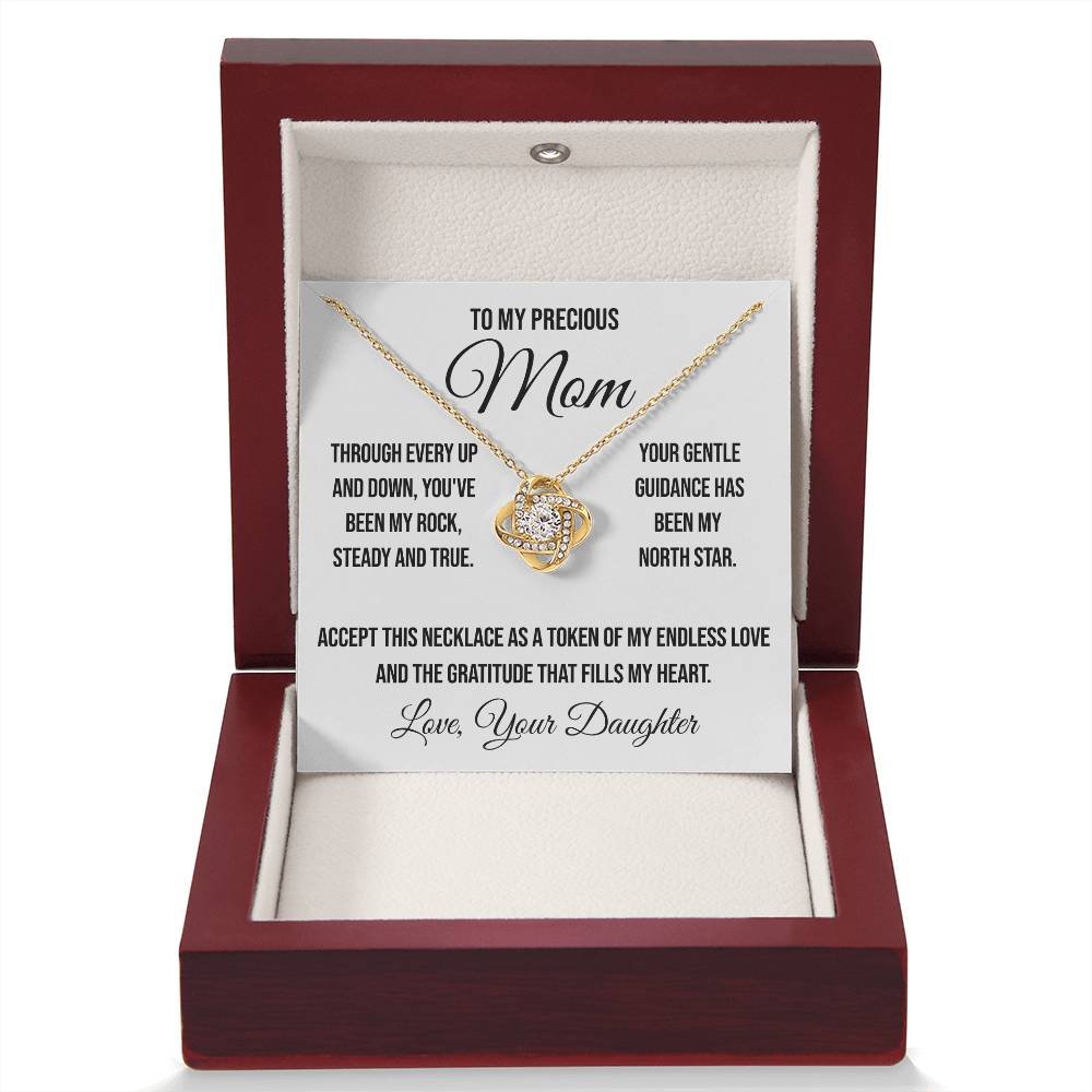 To My Precious Mom "Through Every Up and Down" Love Knot Necklace