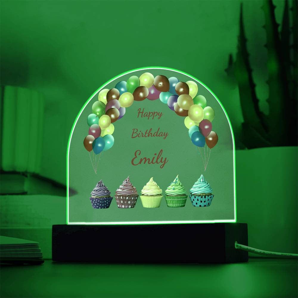Birthday Dome: LED-Lit Acrylic Base for Children's Display - Personalized with Your Childs Name