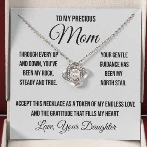 To My Precious Mom "Through Every Up and Down" Love Knot Necklace