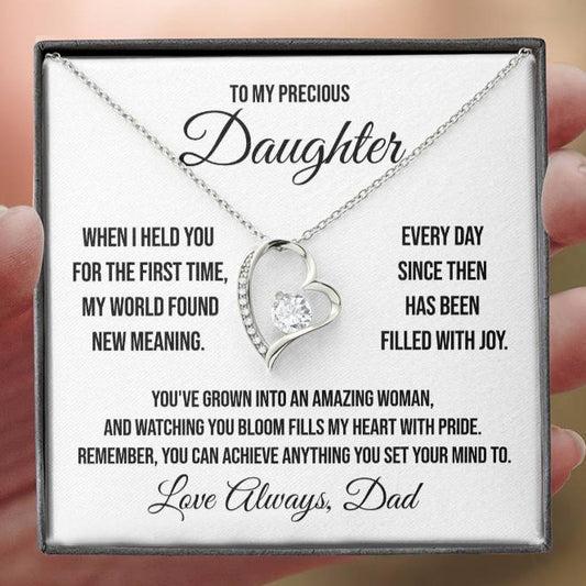 To My Precious Daughter "When I Held You for the First Time" Forever Love Necklace