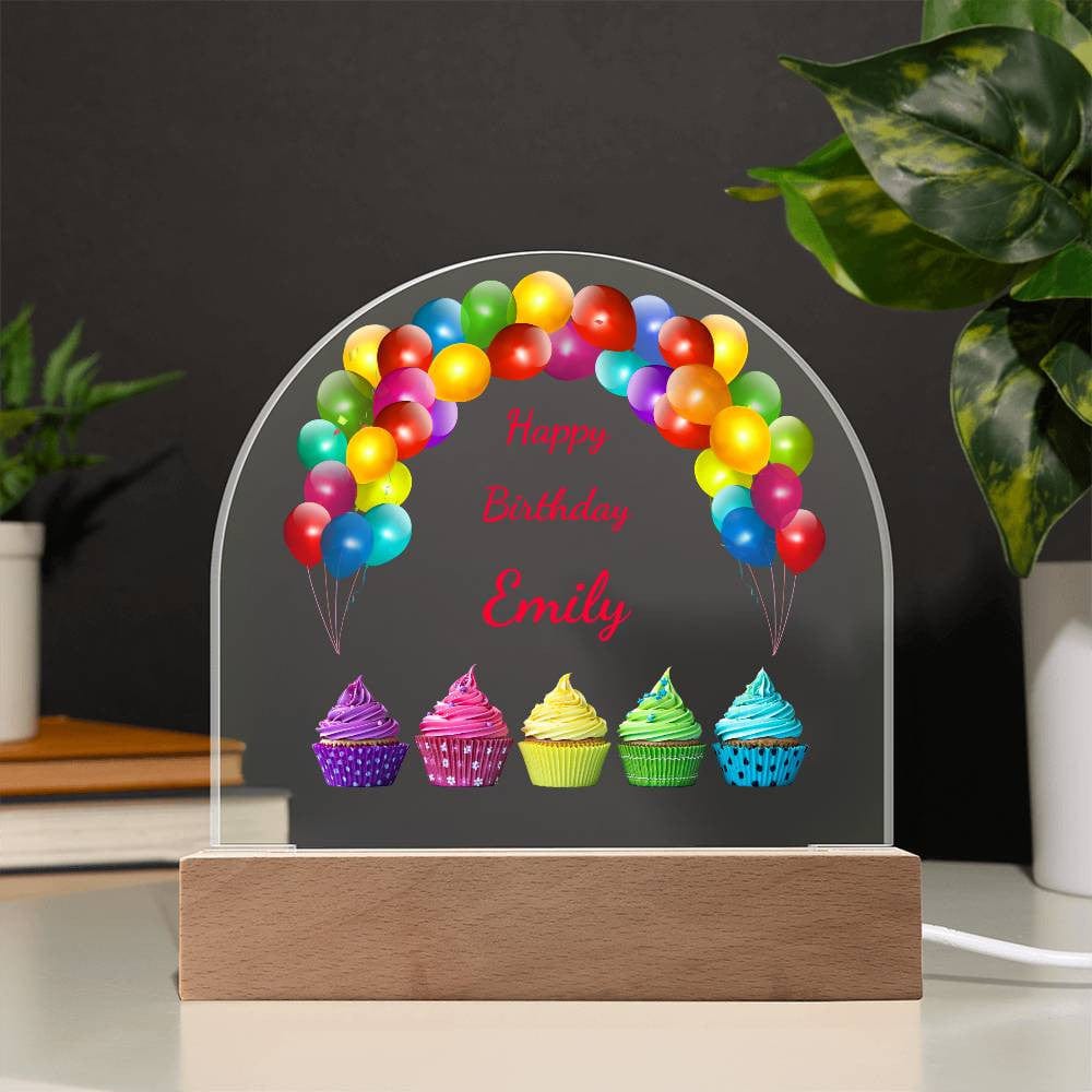 Birthday Dome: LED-Lit Acrylic Base for Children's Display - Personalized with Your Childs Name
