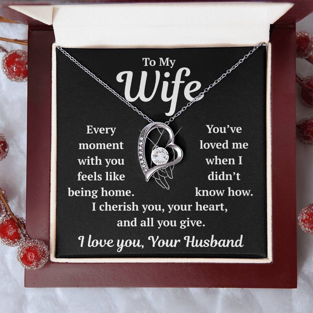 To My Wife "I Cherish You" Forever Love Necklace