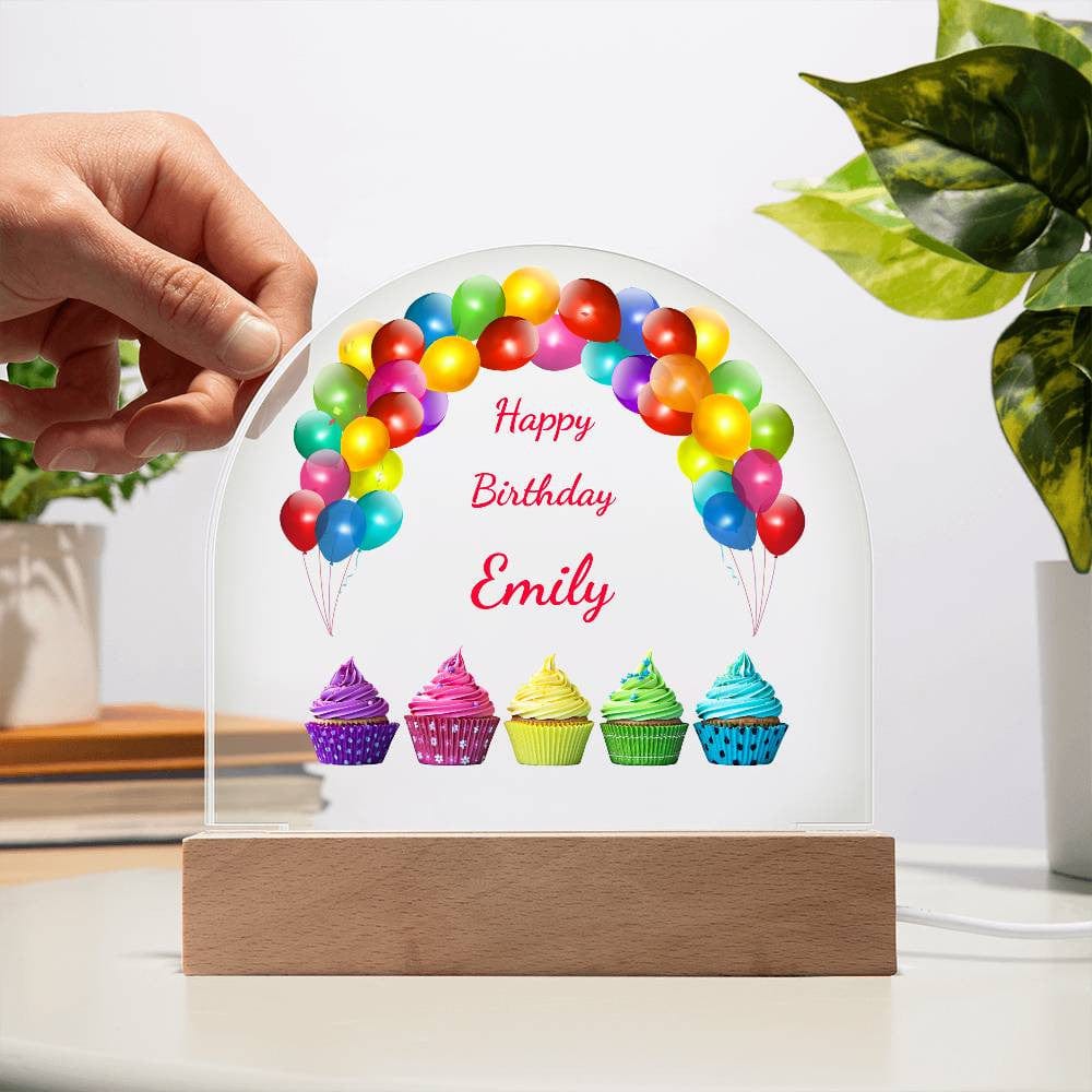 Birthday Dome: LED-Lit Acrylic Base for Children's Display - Personalized with Your Childs Name