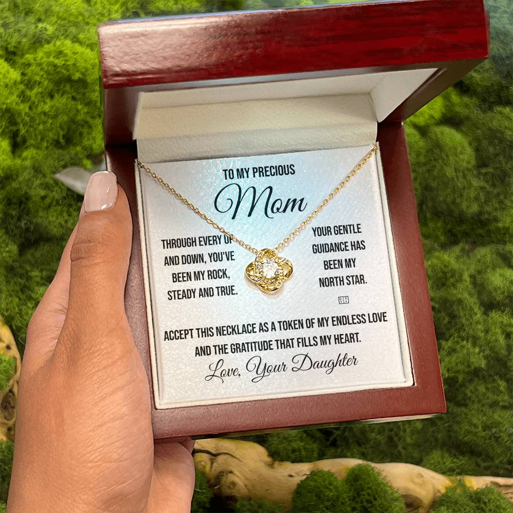 To My Precious Mom "Through Every Up and Down" Love Knot Necklace