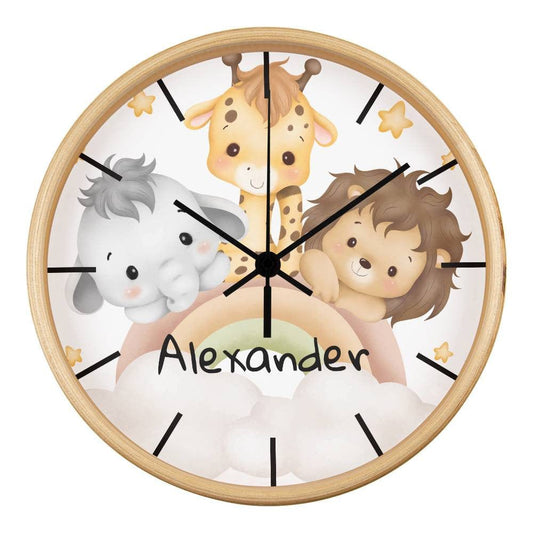 Nursery Wooden Frame 10" Clock with Personalized Child's Name