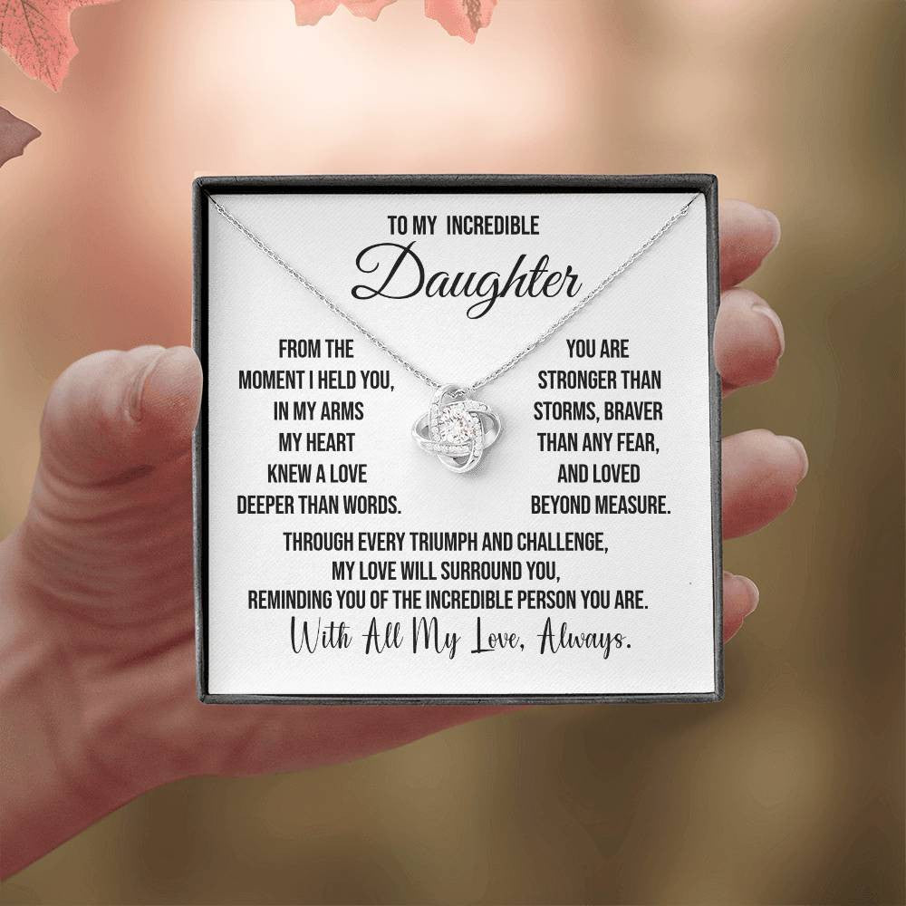 To My Incredible Daughter "From the Moment I" Love Knot Necklace