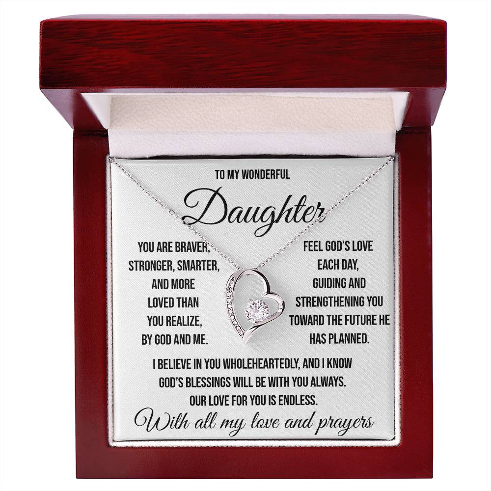 To My Wonderful Daughter "by God and by me" Forever Love Necklace