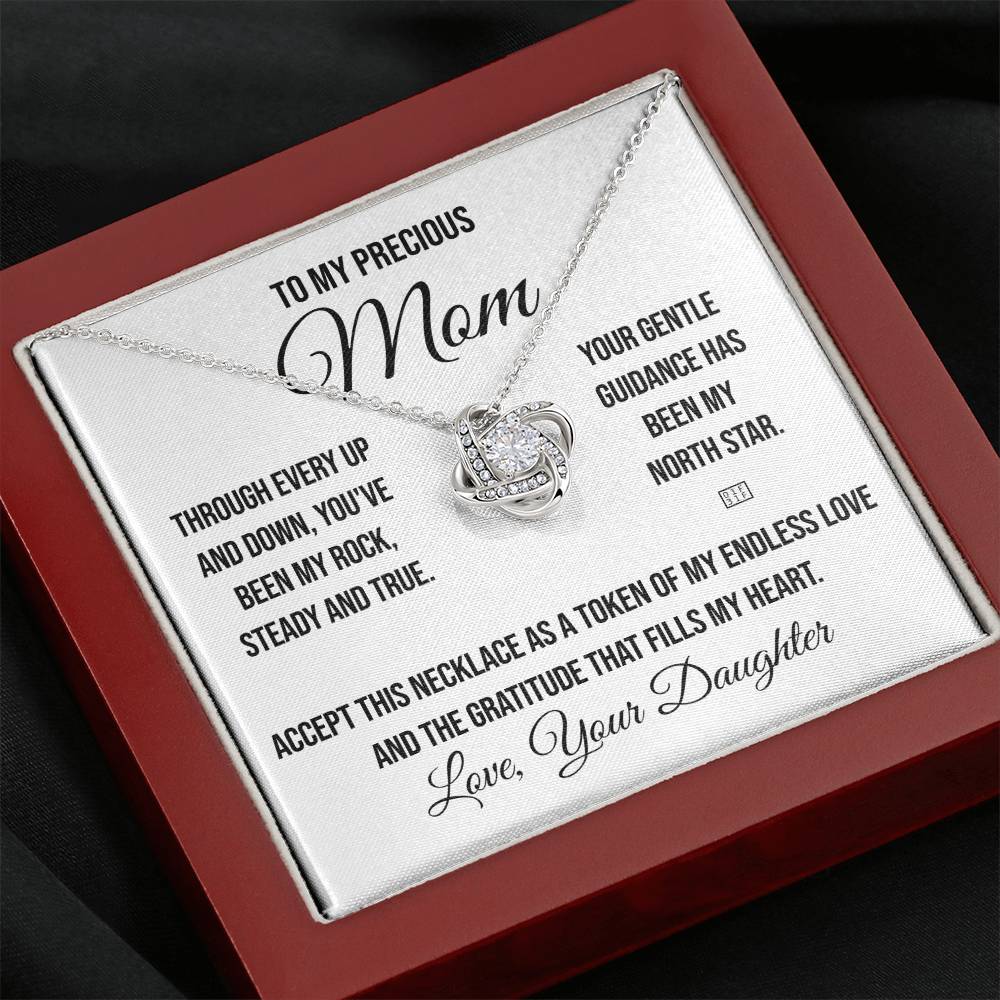 To My Precious Mom "Through Every Up and Down" Love Knot Necklace