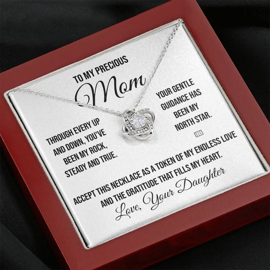 To My Precious Mom "Through Every Up and Down" Love Knot Necklace