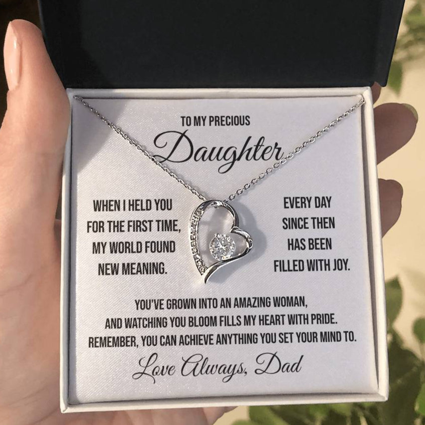 To My Precious Daughter "When I Held You for the First Time" Forever Love Necklace