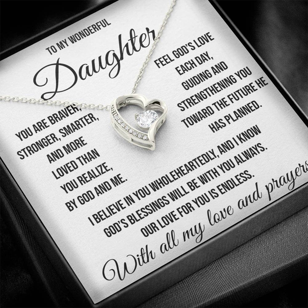 To My Wonderful Daughter "by God and by me" Forever Love Necklace