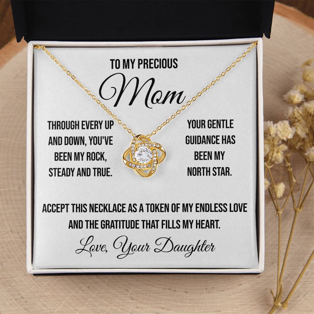 To My Precious Mom "Through Every Up and Down" Love Knot Necklace