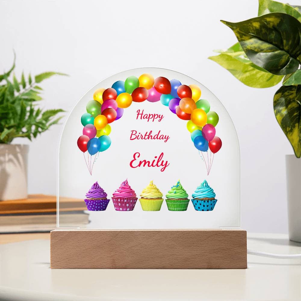 Birthday Dome: LED-Lit Acrylic Base for Children's Display - Personalized with Your Childs Name