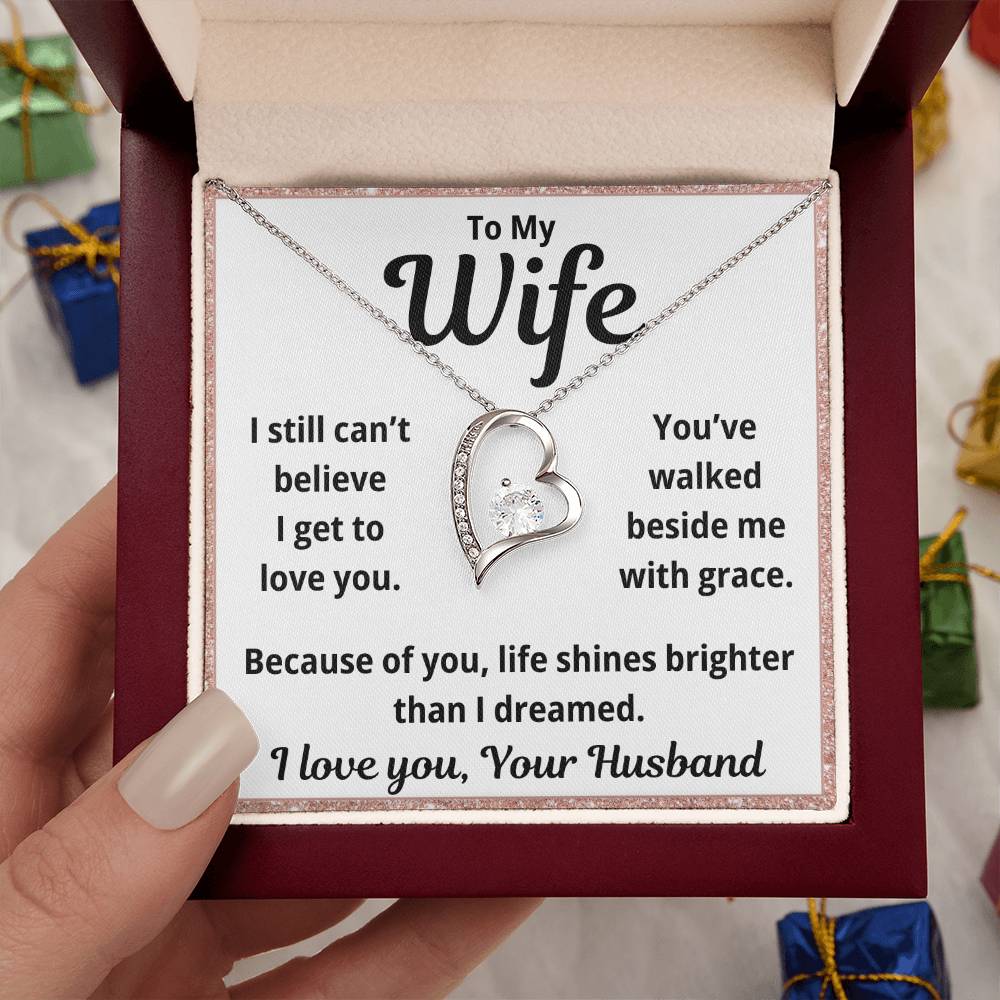 To My Wife "You've Walked Beside Me" Forever Love Necklace
