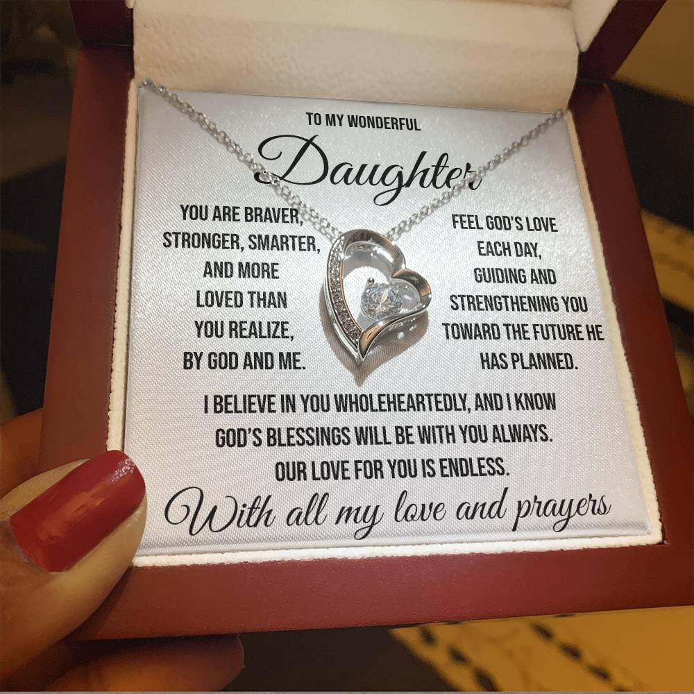 To My Wonderful Daughter "by God and by me" Forever Love Necklace